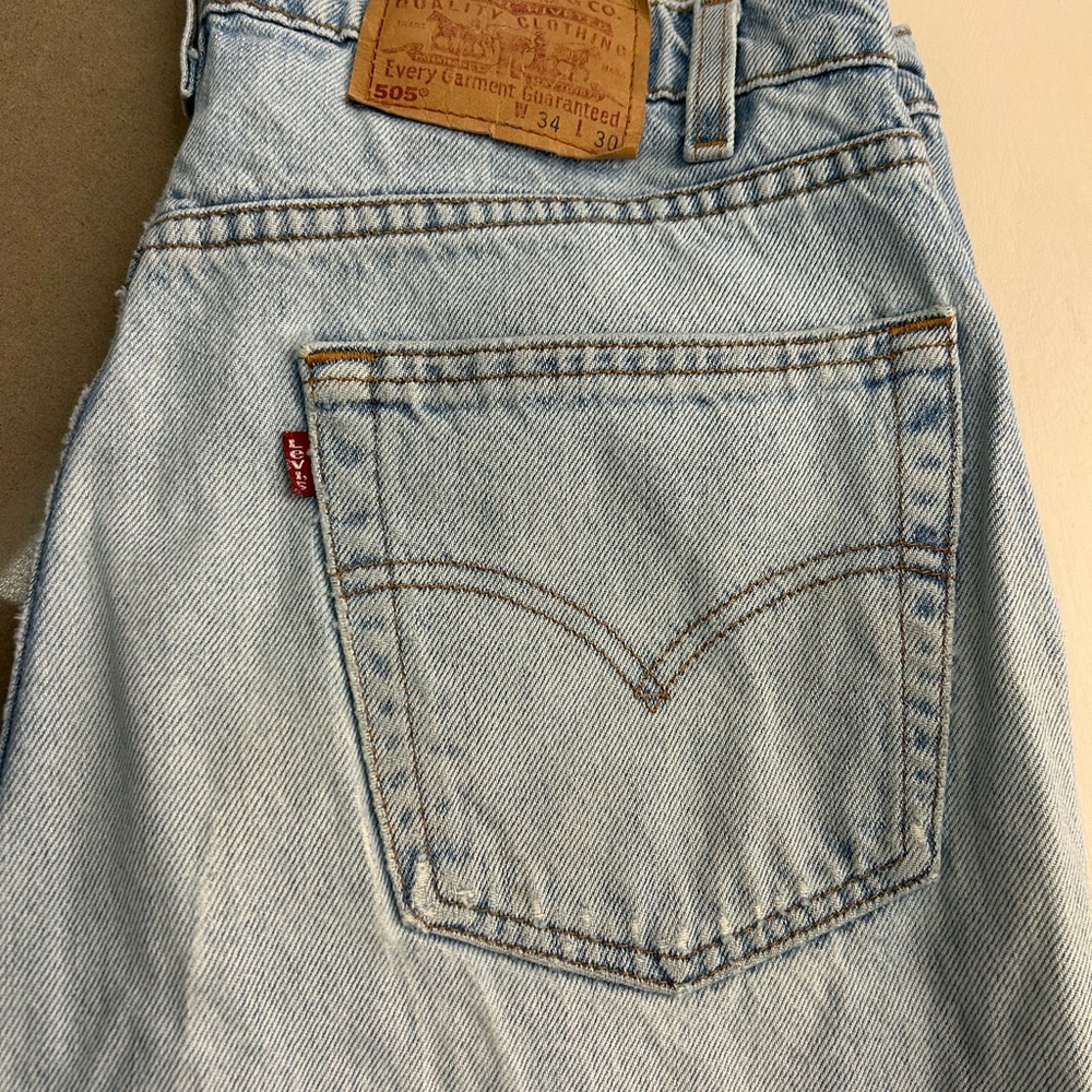 Vintage Levi 505 Strauss stressed red tag jeans-knee hole-34/30-nice jeans š - Picture 4 of 7